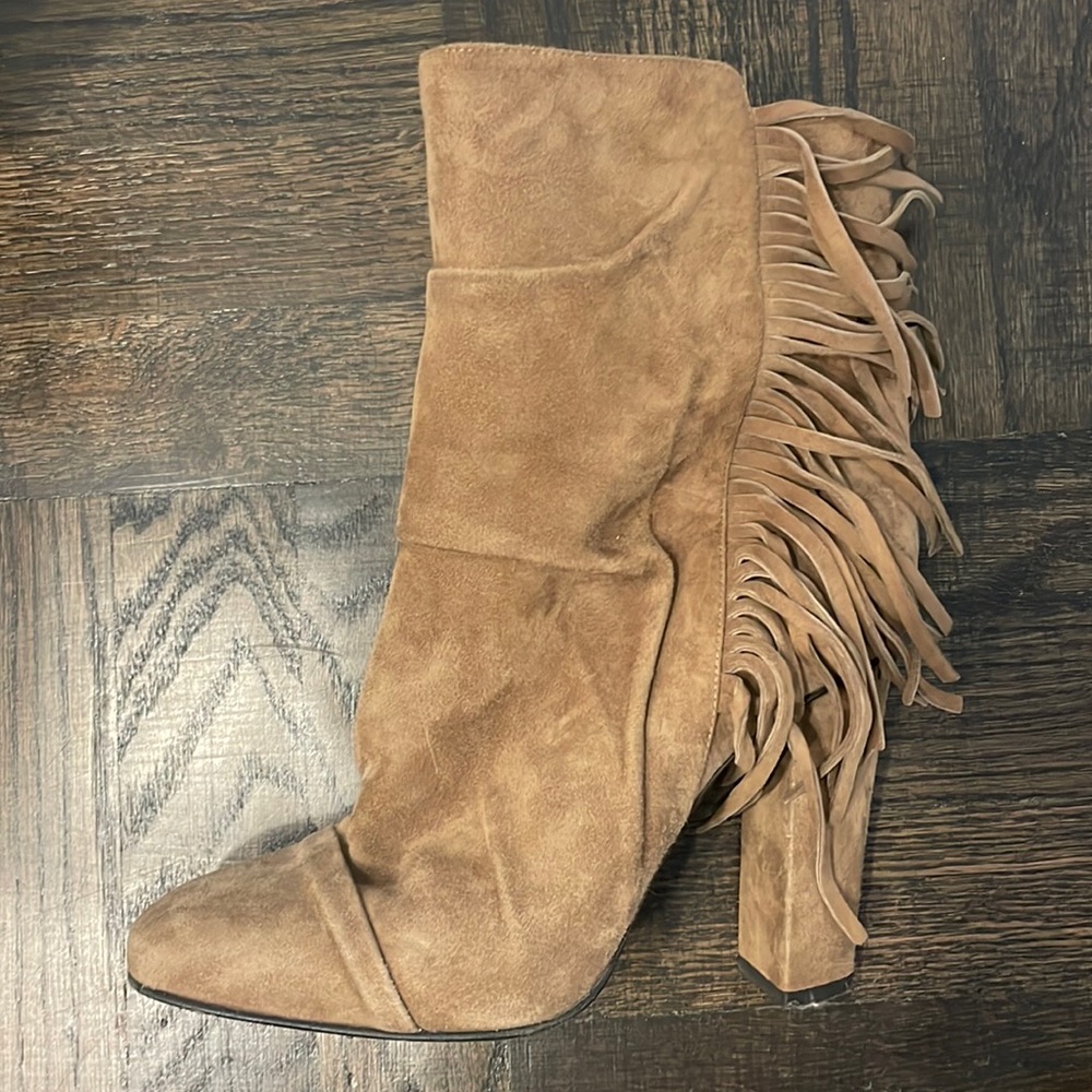 Giuseppe Zanetti Fringe Suede Heeled Booties Size 39